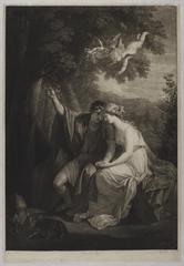 Angelico and Medoro mezzotint print, 1768