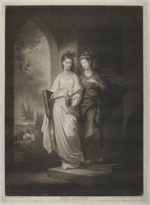 Fidelia and Spiranza mezzotint print, 1778