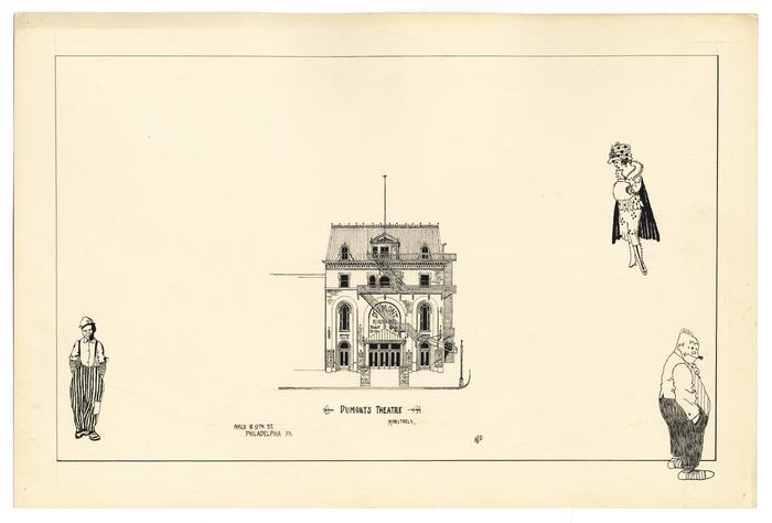 Anthony F. Dumas architectural drawing of Dumont's Theatre