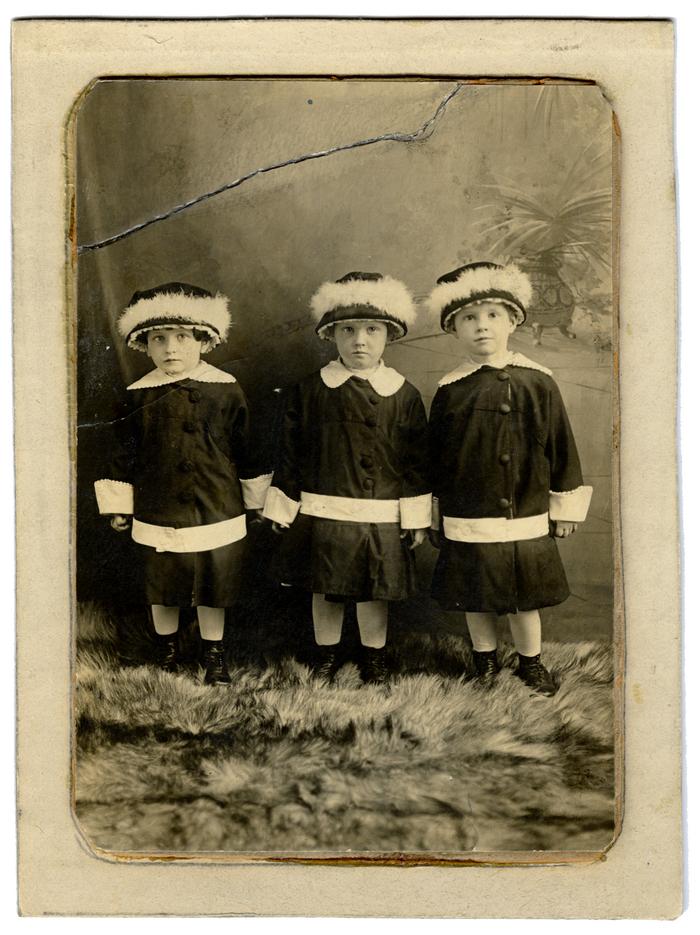 Philadelphia Home for Infants group portrait of three children, circa 1883-1930