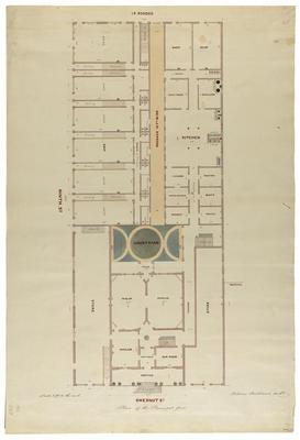 William Strickland principal floor plan of hotel for Edward Shippen Burd, 1839