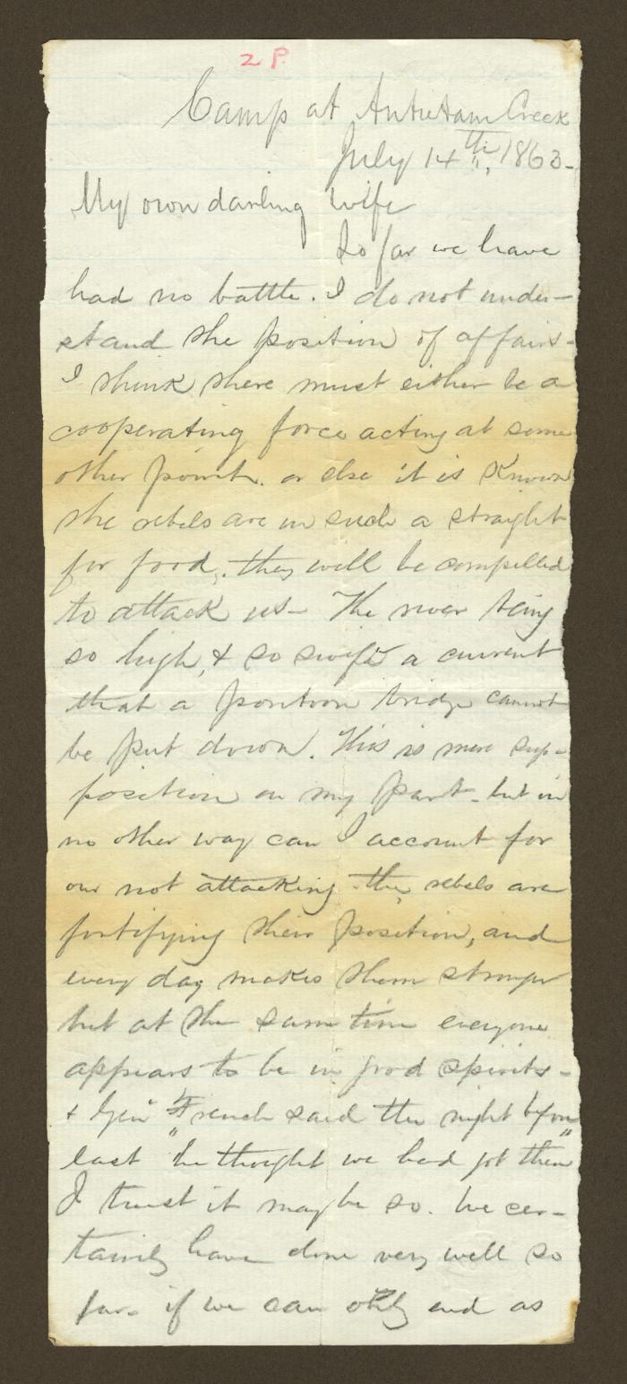 James Cornell Biddle letters to Gertrude Biddle, July 13, 1863 to January 1, 1864