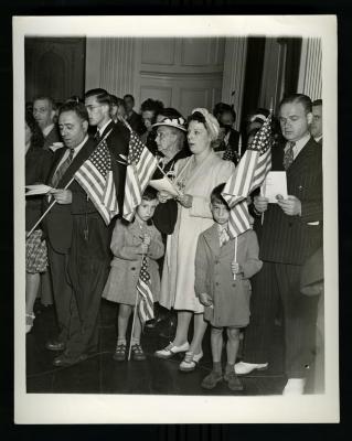 "America" singing in Independence Hall photograph , April 7, 1941