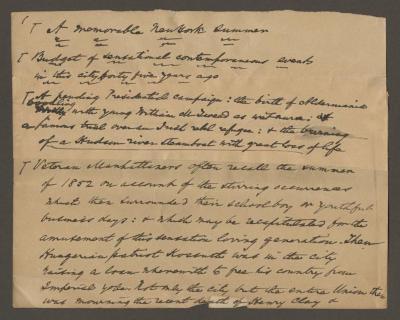 A Memorable New York Summer manuscript by Abraham Oakey Hall