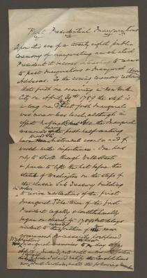 Past Presidential Inaugurations manuscript by abraham Oakey Hall