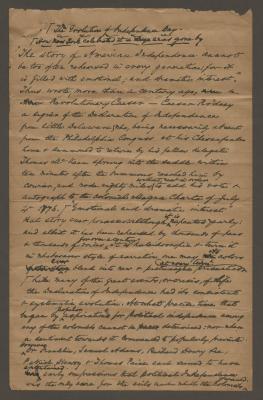 The Evolution of Independence Day manuscript by Abraham Oakey Hall