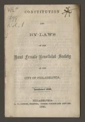 Constitution and By-laws of the Hunt Female Beneficial Society of the City of Philadelphia, 1860