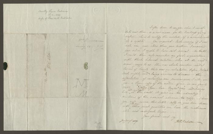 Dolley Madison letter to W. C. Preston, 1839