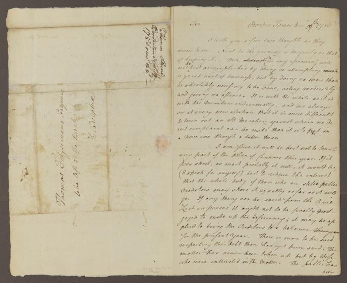 Thomas Paine letter to Thomas Fitzsimons, November 19, 1786