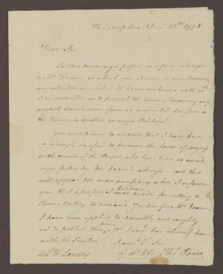 Thomas Paine letter to Henry Laurens, December 31, 1778