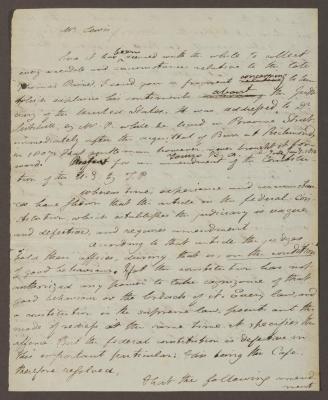 Letter to Mr. Lewis relating Thomas Paine's opinion of an independent judiciary, undated