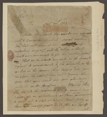 Thomas Paine letter to Robert Irwin, November 27, 1784