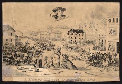 View of the City of Brotherly Love political cartoon, 1842