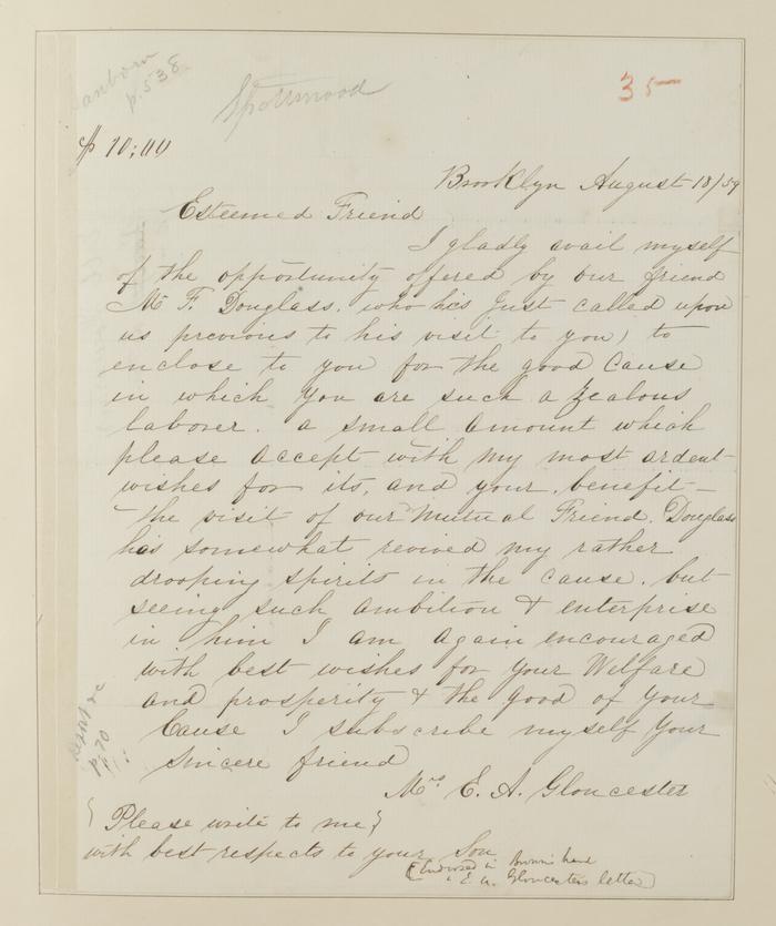 Elizabeth Gloucester to John Brown, August 1859