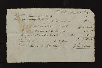 John Lodon accounts, George Harding on Frigate Philadelphia, 1800
