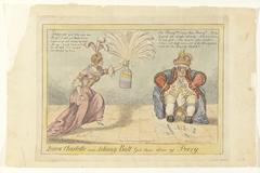 Queen Charlotte and Johnny Bull Got Their Dose of Perry political cartoon, 1813