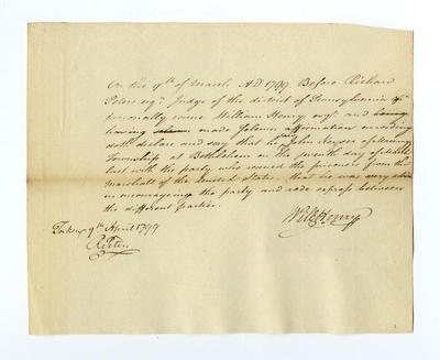 William Rawle Sr. Fries' Rebellion documents, 1799 [April 9-15]