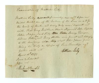 William Rawle Sr. Fries' Rebellion documents, 1799 [April 1-4]