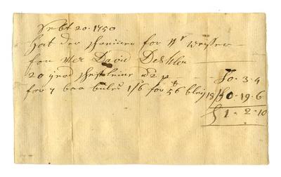 Conrad Weiser: Receipt (September 30, 1750); Conrad Weiser to Thomas Lee (October 4, 1750)