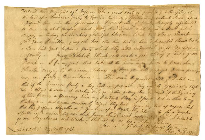 Thomas Cookton letter, 1741