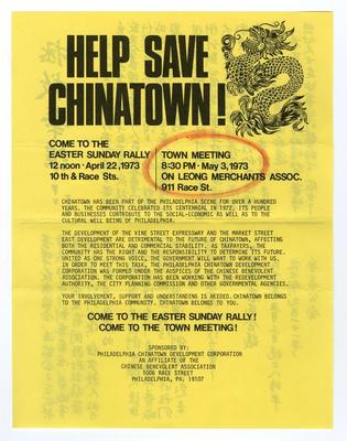 "Help Save Chinatown!" flyer