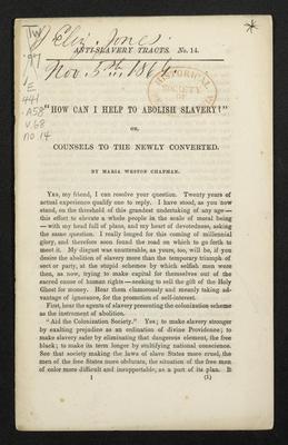 "How can I help to abolish slavery?", or Counsel to the newly converted