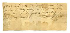 Fridrich Leubold: Receipt (March 9, 1756); Andreas Engel to Conrad Weiser (March 14, 1757)