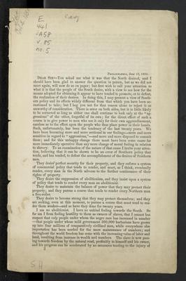 [Letter] Philadelphia, June 13, 1850, [to] Dear Sir