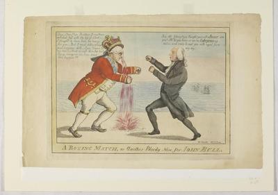 Boxing Match, or Another Bloody Nose for John Bull political cartoon, circa 1813