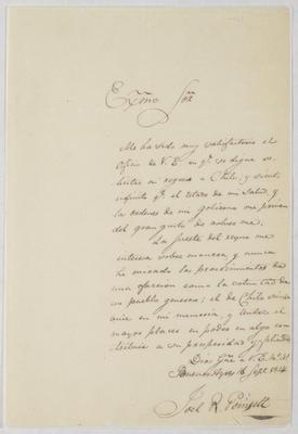 Letter from Joel R. Poinsett to Jose Miguel de Carrera