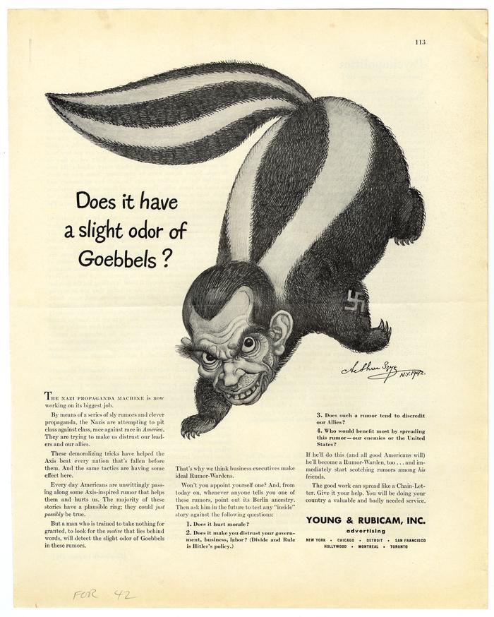 Does it have a slight odor of Goebbels Young & Rubicam, Inc advertisement, undated