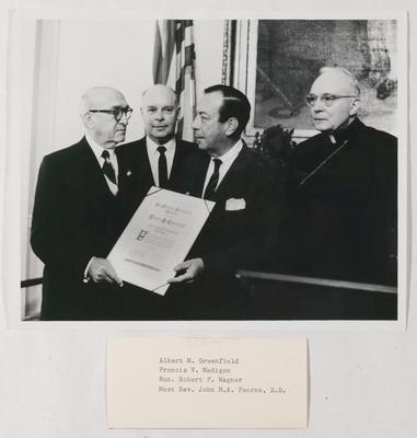 Catholic Interracial Council John LaFarge Award presented to Albert M. Greenfield