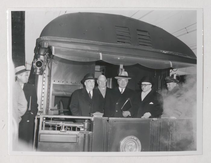 Harry S. Truman and Albert M. Greenfield aboard Victory Train