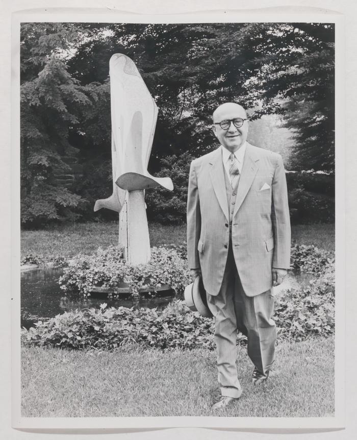 Albert M. Greenfield by Sculpture Fountain at Sugar Loaf