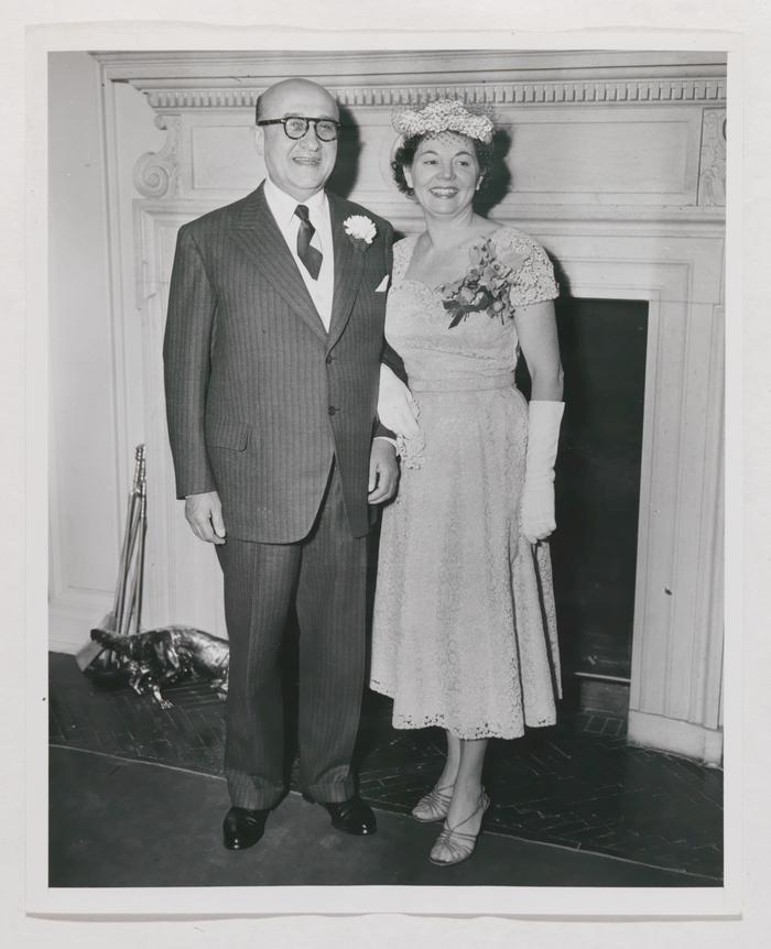 Albert M. Greenfield and Elizabeth Murphy Hallstrom wedding portrait, 1952