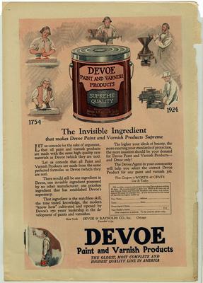 Advertisement, Devoe Paint and Varnish Products, The invisible ingredient