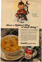 Advertisement, Campbell's Scotch Broth Soup, Here's a Highland Fling of Good Eating!