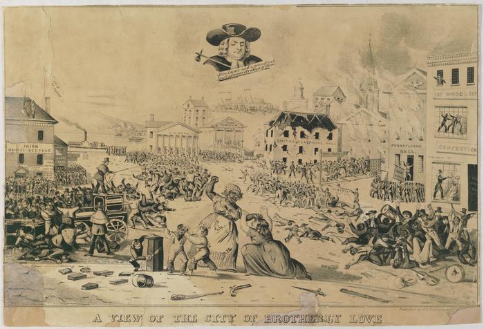 View of the City of Brotherly Love political cartoon, 1842