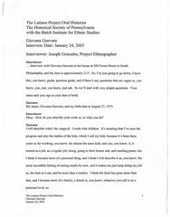 Latino project transcripts: Giovana Guevara, 2003 January 24