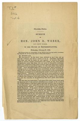 Speech of Hon. John B. Weber of New York in the House of Representatives, Wednesday, February 17, 1886