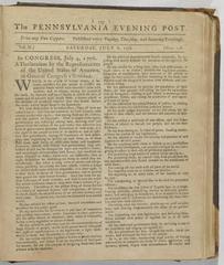 The Pennsylvania Evening Post, Saturday, July 6, 1776