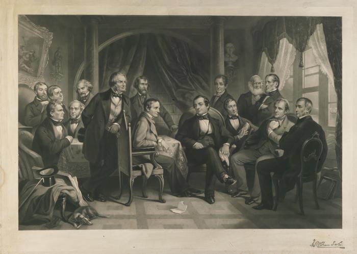 Washington Irving and his literary friends at Sunnyside illustration, 1864