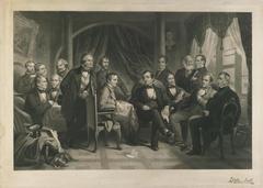 Washington Irving and his literary friends at Sunnyside illustration, 1864