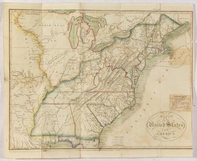 Sine Qua Non: A map of the United States of America showing the boundary line proposed by the British commissioners at Ghent, 1814