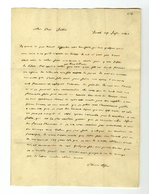 Vittorio Alfieri letter to Marquis Fallet 