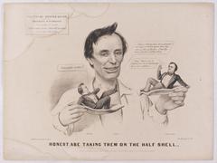 Honest Abe Taking Them on the Half Shell political cartoon, 1861