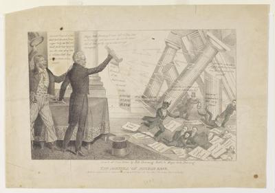 Downfall of Mother Bank political cartoon, 1833