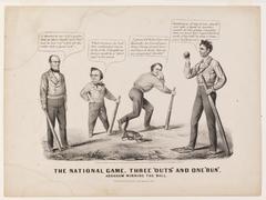 National Game. Three "Outs" and One "Run". political cartoon, 1860