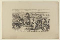 Liberty, the Fair Maid of Kansas--in the Hands of the "Border Ruffians." political cartoon, 1856