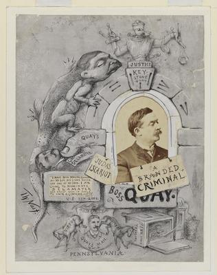 Silence of Matt Quay political cartoon, 1890